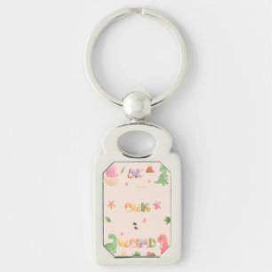 Porte-clés en métal   Monde de dinosaures mignon