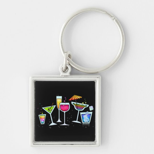 Porte-clés en métal VERRES À COCKTAIL (Devant)