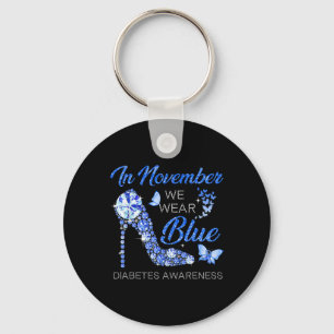 Porte-clés En Novembre Nous Portons Bleu Ruban Haut Diabète t