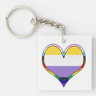 Porte-clés Enby Pride Heart Keychain