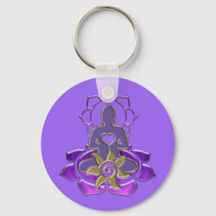 Porte-clés énergie BUDDHA   violet clair