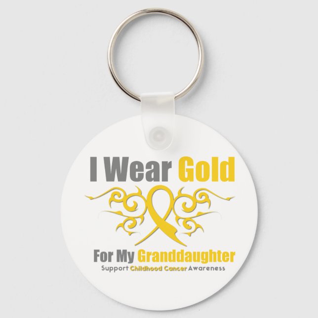 Porte-clés ENFANCE CANCER Gold Tribal Ribbon Grandgirl (Recto)