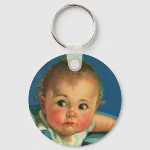 Porte-clés Enfant vintage, bébé mignon garçon ou fille en cha