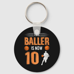 Porte-clés Enfants 10e Anniversaire Joueur de basket-ball Ce