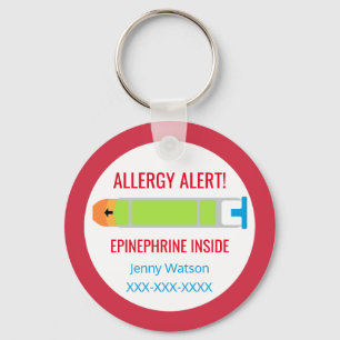 Porte-clés Enfants Alerte d'allergie personnalisée Epinephrin