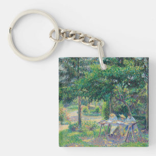Porte-clés Enfants attablés dans le jardin Camille Pissarro