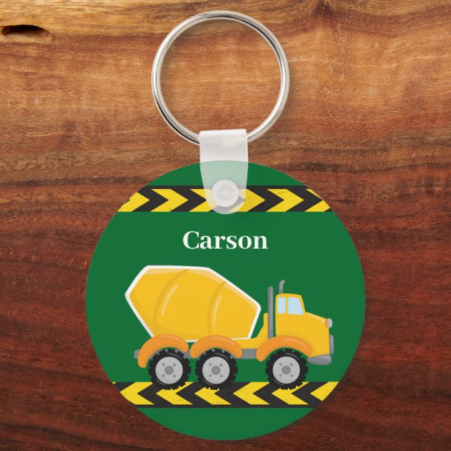 Porte-clés Enfants Custom Green Cement Mixer Camion Garçons (Recto)