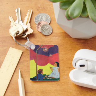 Porte-clés Enfants de style rétro jouant, fille et garçon sou