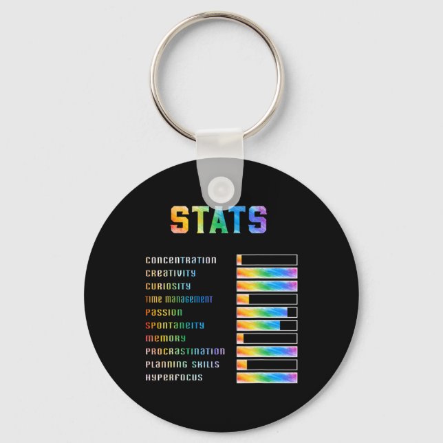 Porte-clés Enfants drôles avec des stats Adhd Neurodiversité  (Recto)