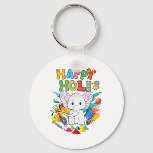 Porte-clés Enfants Happy Holi Festival Inde Couleur Elephant 