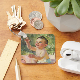 Porte-clés Enfants Vintage, Bébé Fille Mignon sur une Couvert
