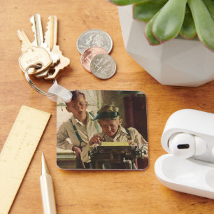 Porte-clés Enfants Vintage Garçon Journalistes de journaux, é