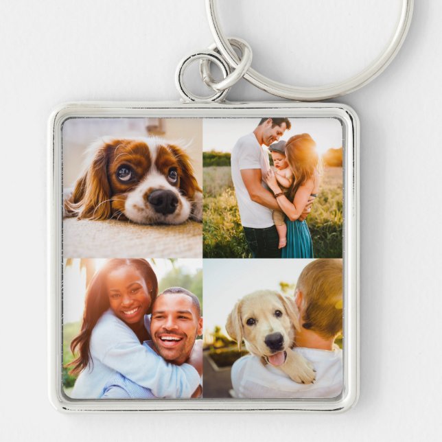 Porte-clés Engravable metal 4 Photo Square Keychain (Devant)