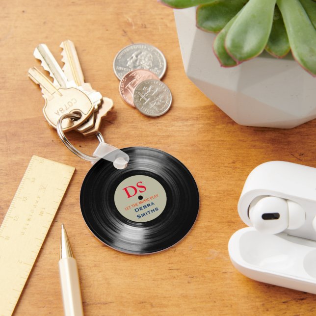 Porte-clés Enregistrement vinyle de musique personnalisée (Bureau)