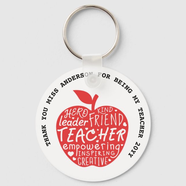 Porte-clés ENSEIGNANT AMOUR INSPIRE Cadeau personnalisé moins (Recto)