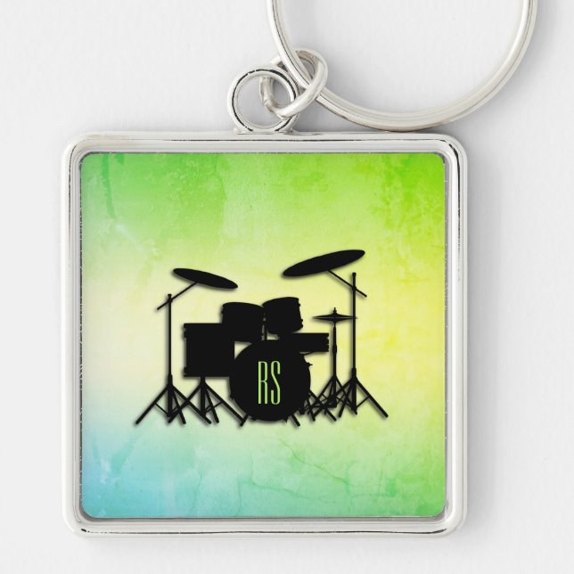 Porte-clés Ensemble de tambour monogramme vert (Devant)