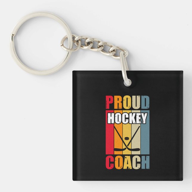 Porte-clés Entraîneur de hockey fière couleur (Devant)
