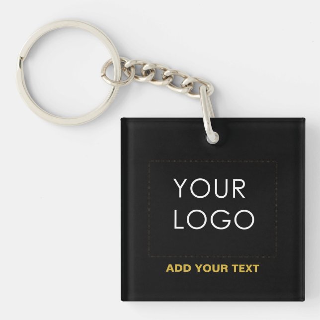 Porte-clés Entreprise personnalisable Ajouter Logo Noir moder (Devant)