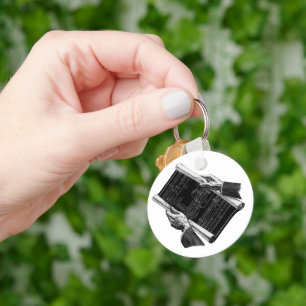 Porte-clés Entreprise vintage, mains avec plans architecturau