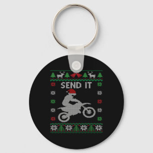 Porte-clés Envoyer Idée Vélo Riding Père Noël Motocross Ugly