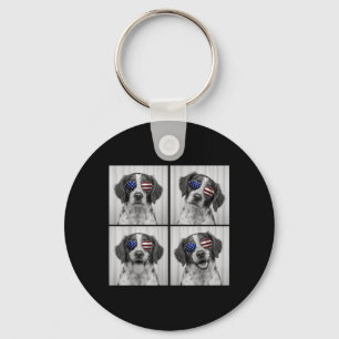 Porte-clés Épagneul breton 4 juillet drapeau américain chien