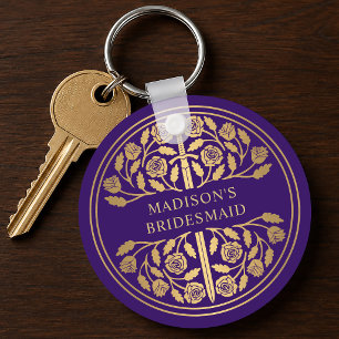 Porte-clés Épée violette dorée Demoiselle d'honneur Cadeau de