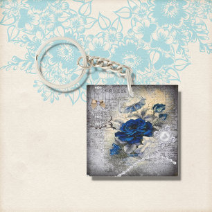 Porte-clés Éphémère Rose Bleu Foncé Victorien