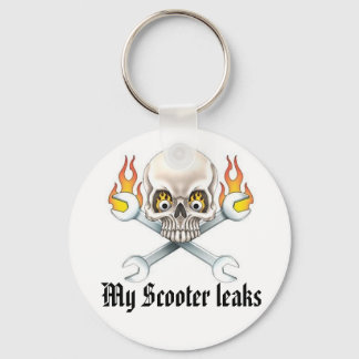 Porte-clés Épingle et crâne, Mon scooter fuit