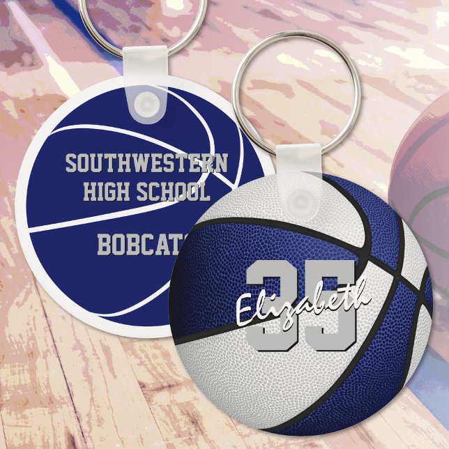 Porte-clés équipe bleu blanc couleurs joueurs de basket (Créateur téléchargé)