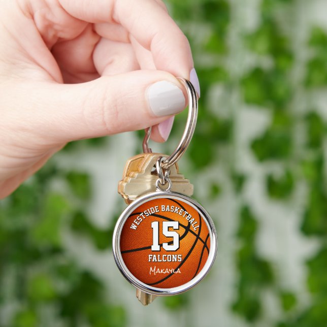 Porte-clés équipe de basket nom filles garçons personnalisées (main)