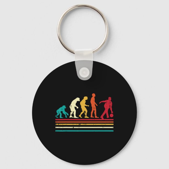 Porte-clés Équipe de bowling rétro Bowler Evolution Hommes Fe (Recto)