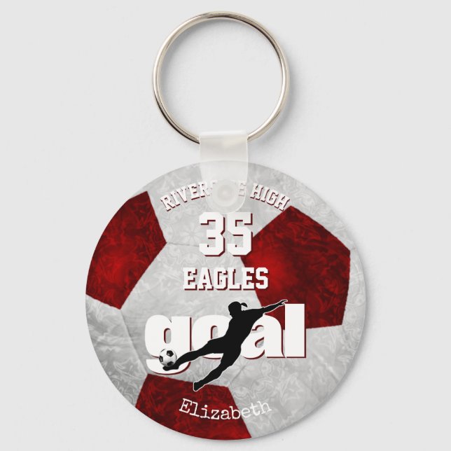 Porte-clés équipe de football maroon rouge gris esprit filles (Recto)
