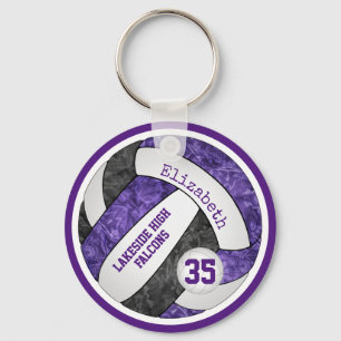 Porte-clés équipe de l'école noire violette couleurs filles v