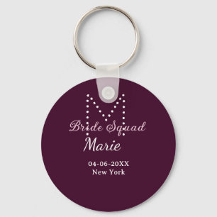 Porte-clés Équipe de mariée ajoutez nom monogramme demoiselle