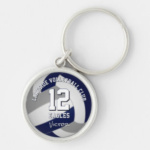 Porte-clés équipe de volley-ball bleu marine couleurs gris no
