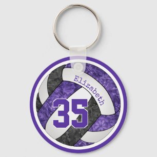 Porte-clés équipe d'école noire violet esprit filles volley-b