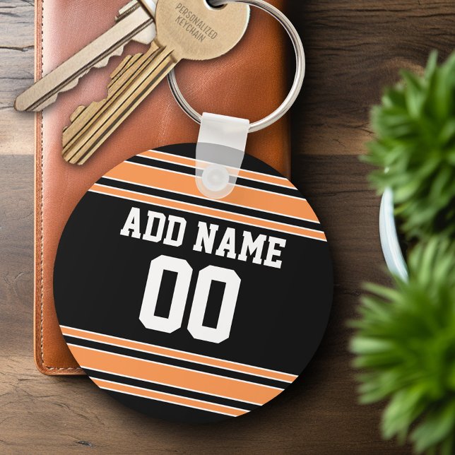 Porte-clés Équipe Jersey avec nom et numéro personnalisés (Personalized Keychain - Sports Jersey Football Theme)