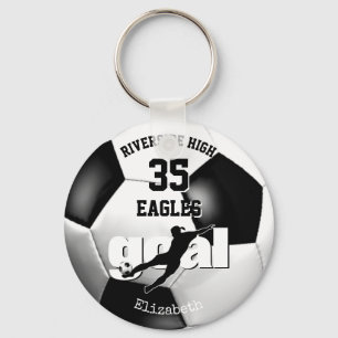 Porte-clés équipe noire blanche esprit filles soccer