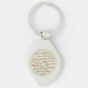 Porte-clés Ésaïe 9:6 en couleurs de Noël