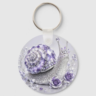 Porte-clés Escargot de cristal violet argenté