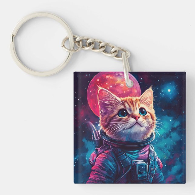 Porte-clés Espace rose astronaute (Devant)