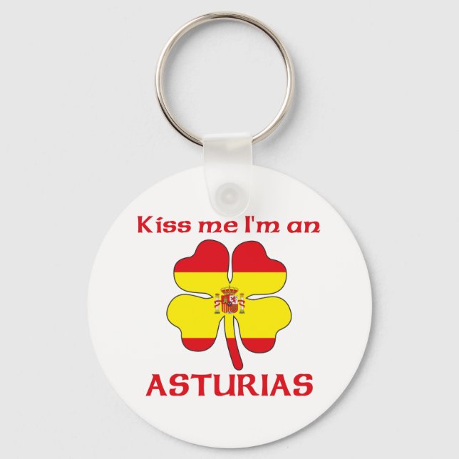 Porte-clés Espagnol personnalisé Kiss Me Je suis Asturies (Recto)