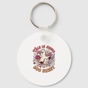 Porte-clés Est-ce que Some Boo Sheet Ghost Retro Flowers_1