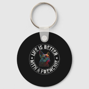 Porte-clés Est Mieux Avec Un Français - French Bulldog