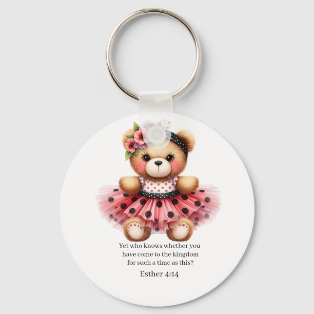 Porte-clés Esther 4:14 Girly Bear Keychain (Recto)