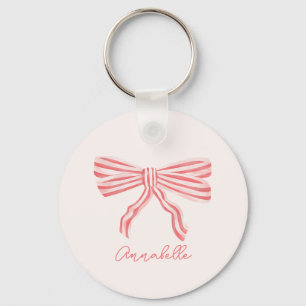 Porte-clés esthétique coquette à ruban rose