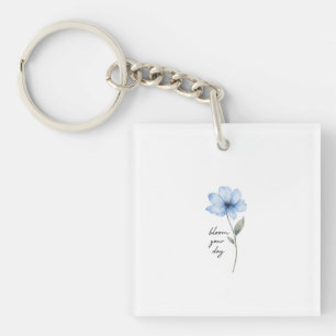 Porte-clés esthétique de fleur bleue délicate