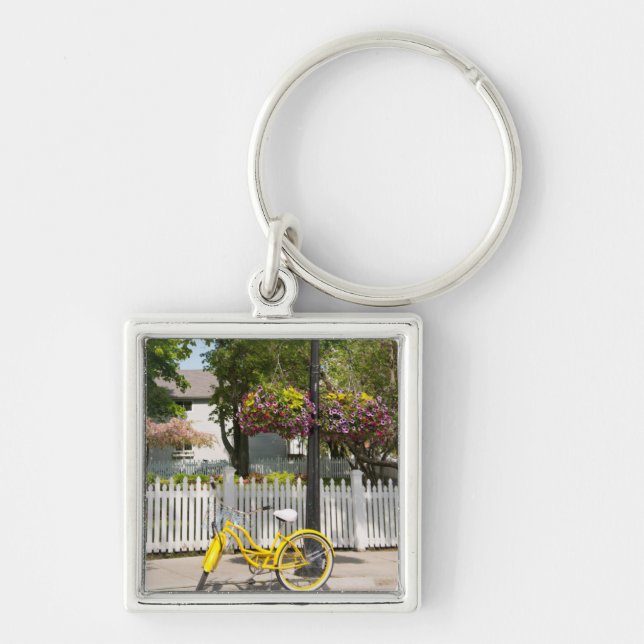 Porte-clés États-Unis, Michigan, île Mackinac. Vélo jaune (Devant)