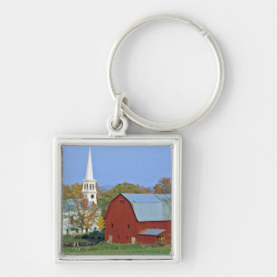 Porte-clés États-Unis, Vermont, Peacham. Une grange rouge et