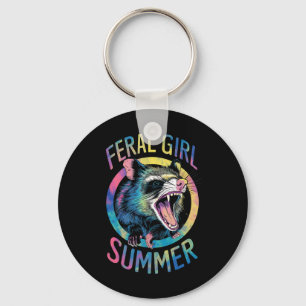 Porte-clés Été de fille sauvage Opossum Tie Dye Raton laveur